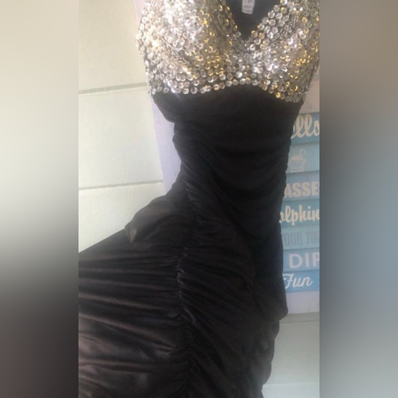sequins vintage sequins & black ruched dress by Babe - Picture 9 of 16